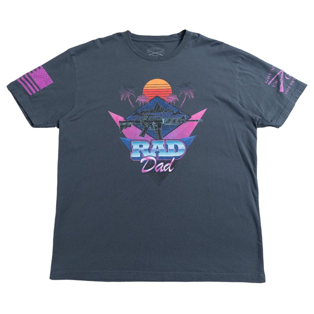 Grunt Style GS 1776 Short Sleeve Tshirt Mens Size 2XL Navy Rad Dad M4 Cyber Punk